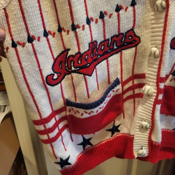 Vintage Cleveland Indians Wahoo Womens Red White & Blue Marisa Christina Vest XL - Picture 9 of 9